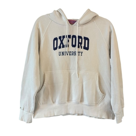Vintage Y2K Oxford University semi-cropped white varsity style hoodie - Picture 1 of 14